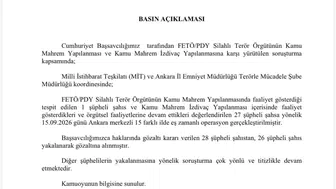 FETÖ/PDY Kamu Mahrem Yapılanması Üzerine Soruşturma