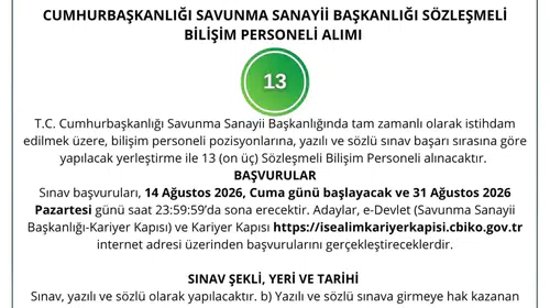 Savunma Sanayii Başkanlığı çalışan alımına gidiyor